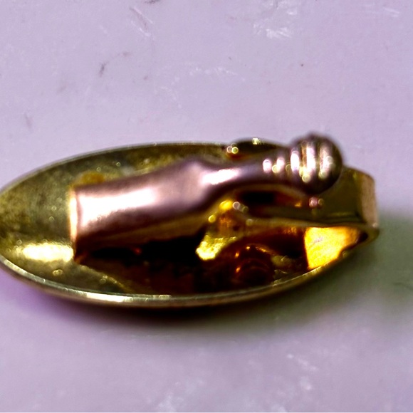 Vintage Goldtone Black Enamel Script Initial “H” Tie Clip 1” x 1/2” - Picture 2 of 3